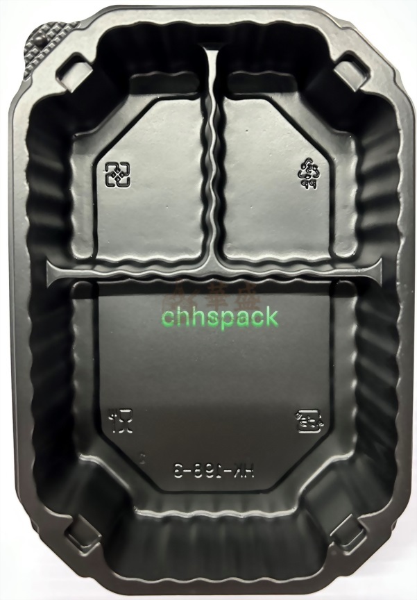 坤益 HK198-3 [ 3格 ] 黑色餐盒 50 入