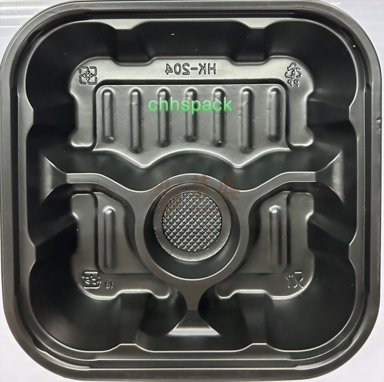 坤益 HK204 [ 4格 ]  黑色餐盒 ( 含蓋 ）50 入