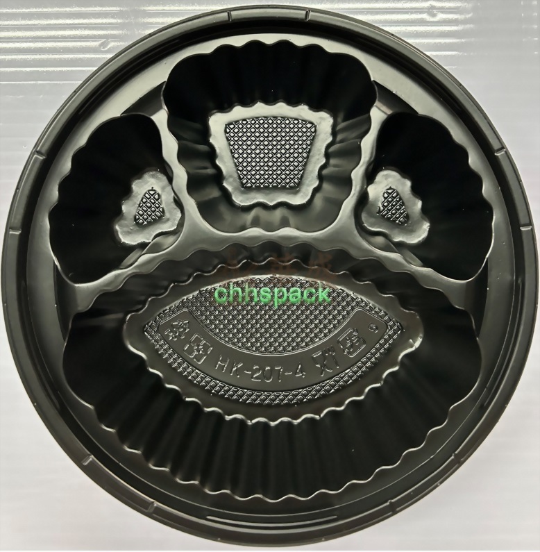 坤益 HK207-4 [ 4格 ] 黑色餐盒 ( 含蓋 ）50 入