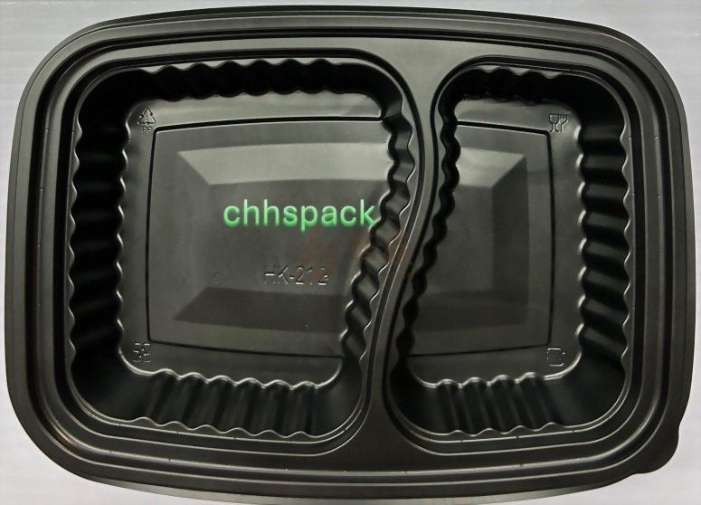 坤益 HK212 [ 2格 ]  黑色餐盒 50 入