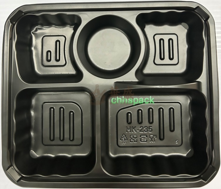 坤益 HK235 [ 5格 ] 黑色餐盒 ( 含蓋 ）50 入