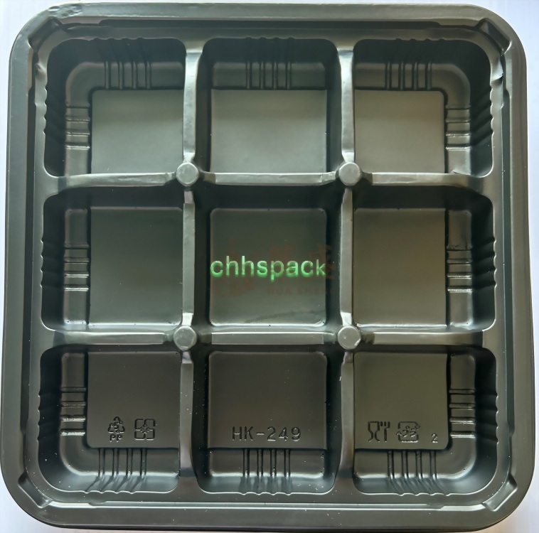 坤益 HK249 [ 9格 ] 黑色餐盒 ( 含蓋 ）50 入