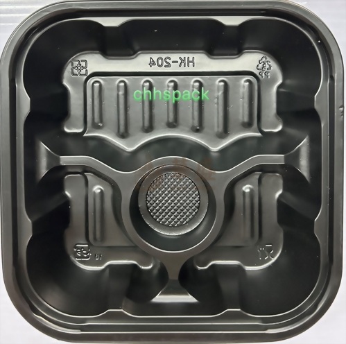 坤益 HK204 [ 4格 ]  黑色餐盒 ( 含蓋 ）50 入