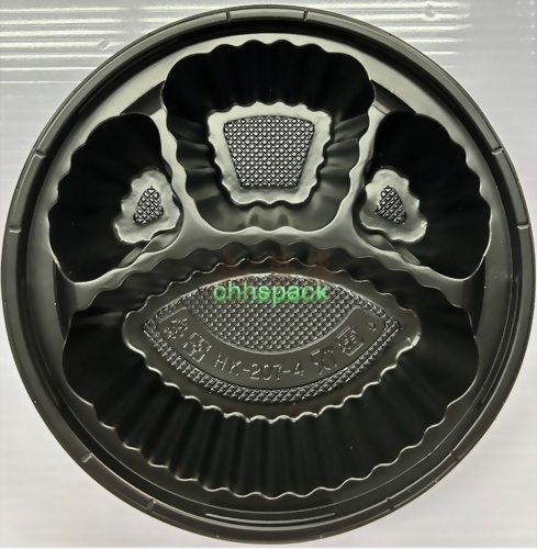 坤益 HK207-4 [ 4格 ] 黑色餐盒 ( 含蓋 ）50 入