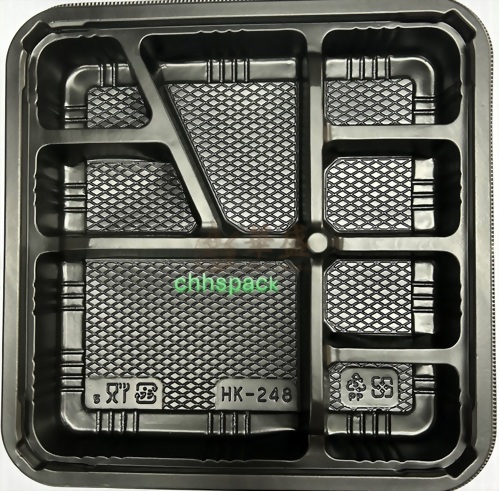 坤益 HK248 [ 8格 ] 黑色餐盒 ( 含蓋 ）50 入