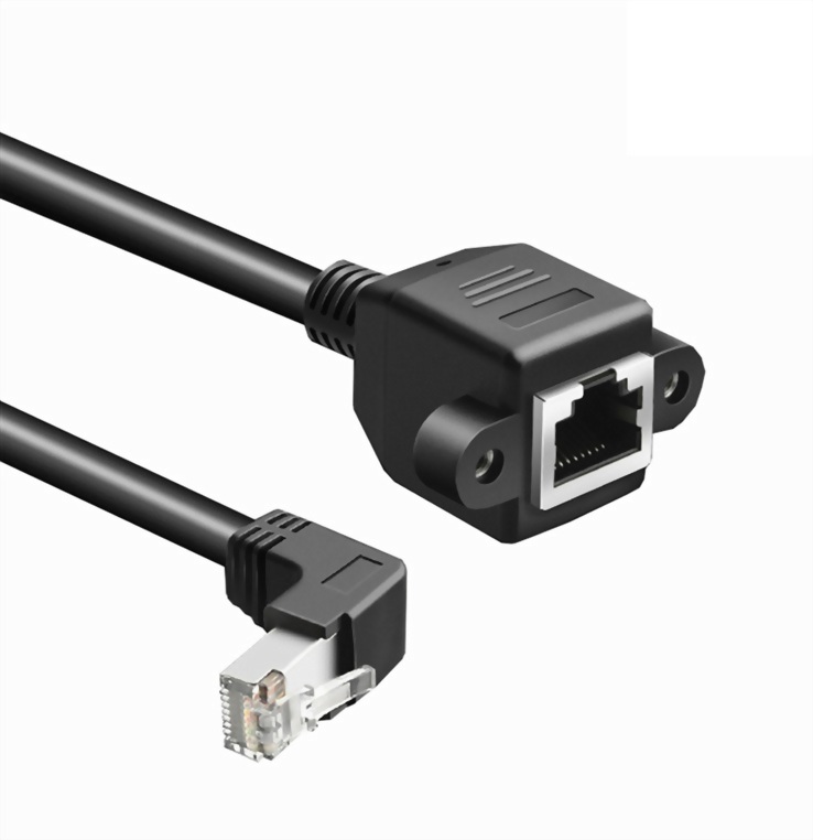 Cat 5e 90度公頭對鎖螺絲母座網路線