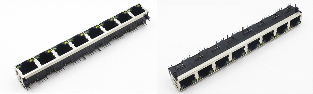 1x8 Ports RJ45插座带LED灯