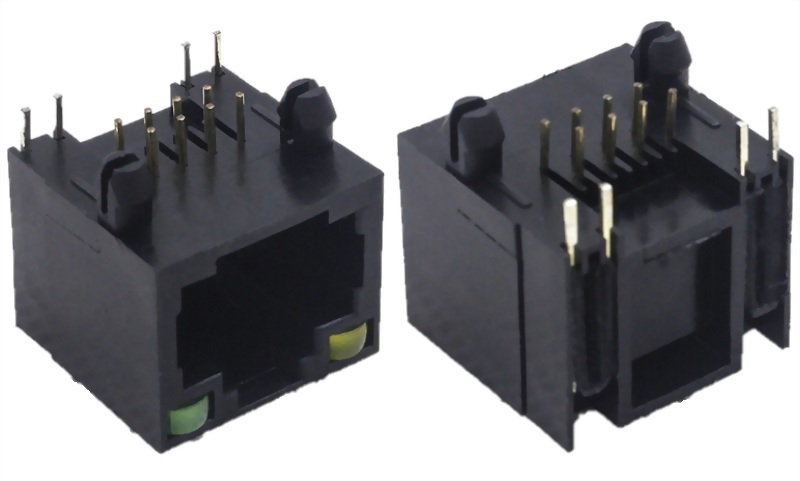 DIP RJ45插座带LED灯 非屏蔽 90度