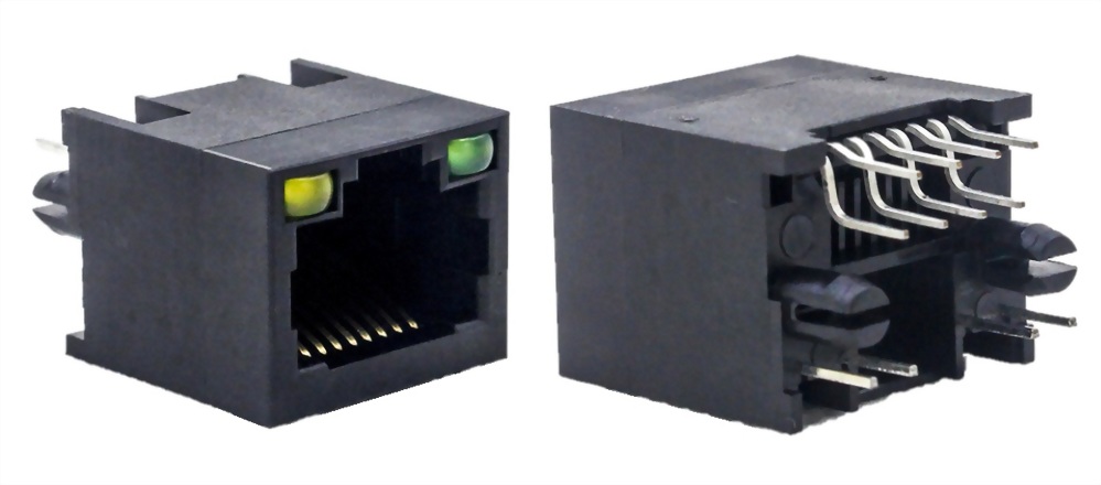 DIP RJ45插座帶LED燈 非屏蔽 180度