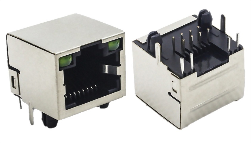 DIP RJ45插座帶LED燈 屏蔽 90度