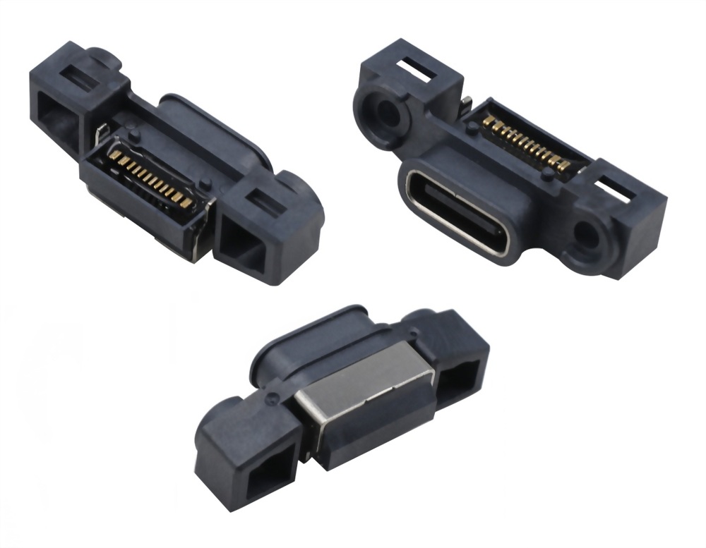 防水USB連接器TYPE C 3.1 24 PIN SMT 帶安裝孔 IPX7