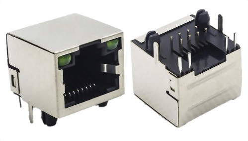 DIP RJ45插座带LED灯 屏蔽 90度