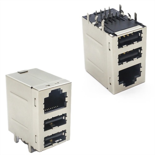 雙層USB2.0+RJ45連接器