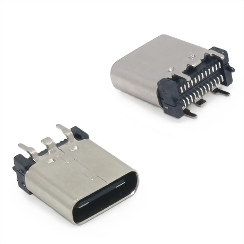 USB Type-c母座 SMT 24P 直立式四腳插板