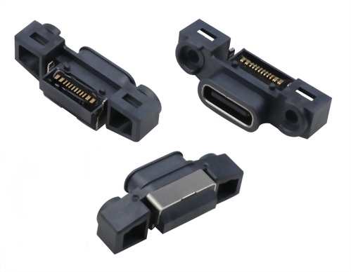 防水USB連接器TYPE C 3.1 24 PIN SMT 帶安裝孔 IPX7