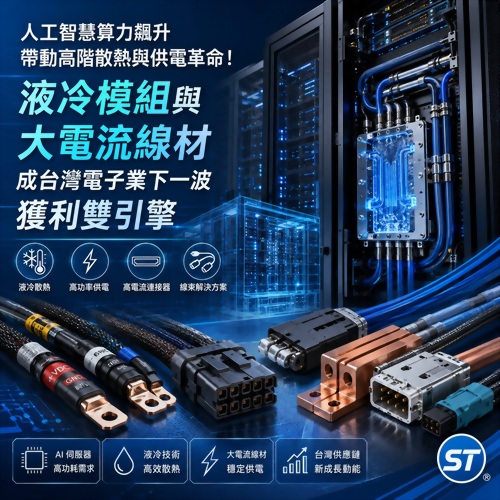 人工智慧算力飆升帶動高階散熱與供電革命！液冷模組與大電流線材成台灣電子業下一波獲利雙引擎