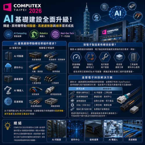 【COMPUTEX 2026】AI 基礎建設全面升級！輝達、英特爾帶動伺服器、高速連接器與線束需求成長