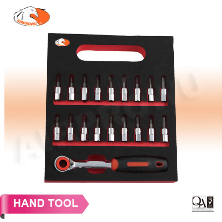 19PCS REVERSIBLE BIT & SOCKET RATCHET HANDLE SET