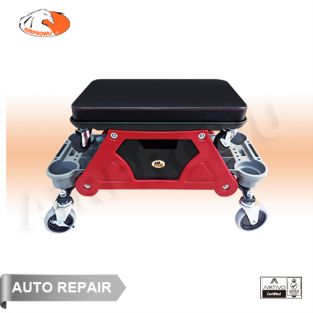 2-In-1 Rolling Work Seat w/ Drawer & 2 x Side Tool Tray
