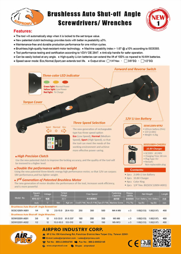 Brushless Auto Shut Off Cordless Power Tools