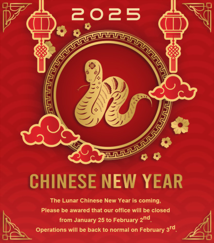 Holiday Notice (2025/1/25~2024/2/3) Holiday Notice (2025/1/25~2024/2/3)