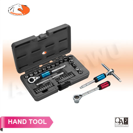 1/4" DR. Universal Reversible Go-Through Ratchet & Quick Swivel T-Handle Sets (35 PCS)