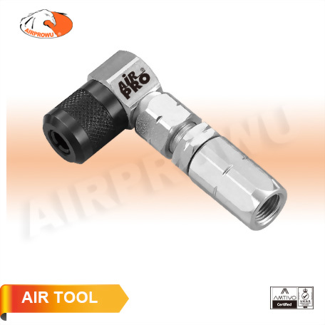 90 Degree 4-Jaw Grease Coupler w/ Hose Swivel