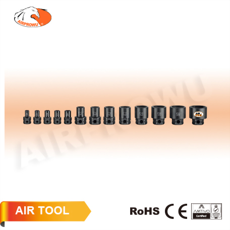 13PCS 1/4" & 3/8" DR. Stubby Impact Star Socket Set (Hex Shank)