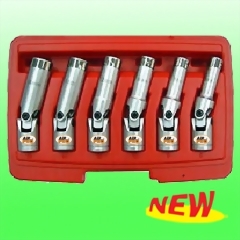 6PCS  3/8"DR.JOINTED GLOW PLUG SOCKET SET(WITH CLIP)