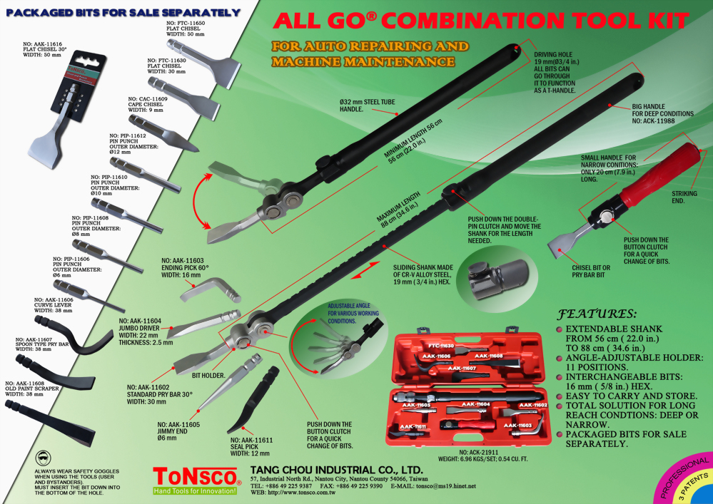 AllGo Combination Tool Kit for Auto Body Repair and Machine Maintenance