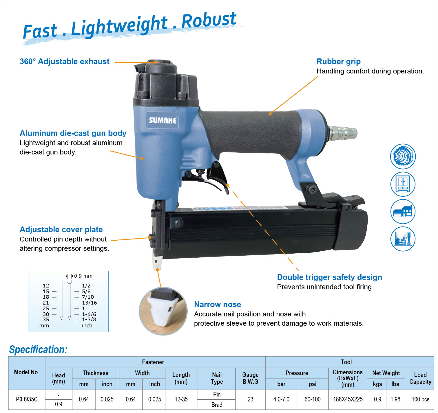 2 in 1 Nailer 23GA. Fine Pinner & Finish Brad