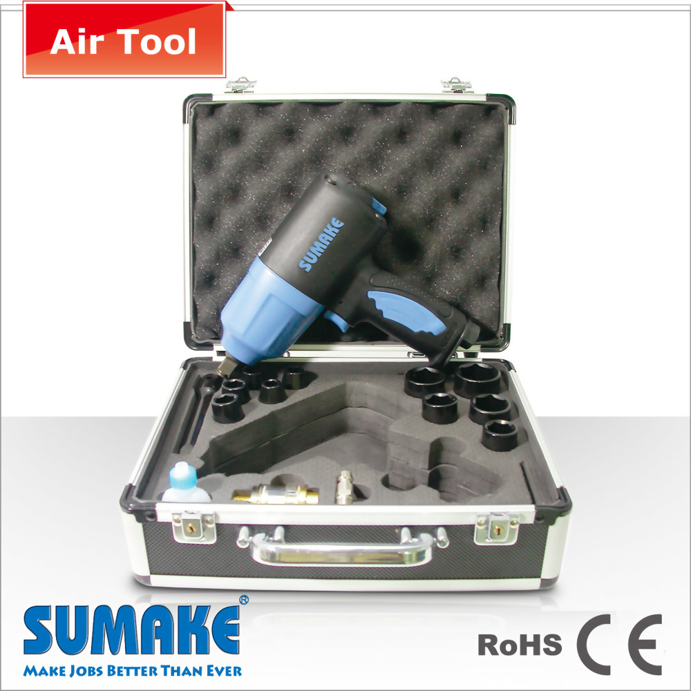 17 pcs 1/2 impact »de l'air kit clé;. Emballé dans de l'alun cas