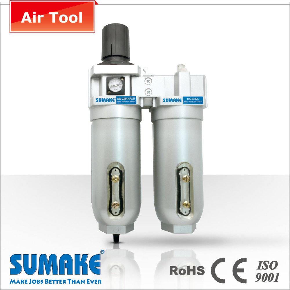 1 "Filtro de aire fresco, regulador y lubricador automático / manual Escurridor