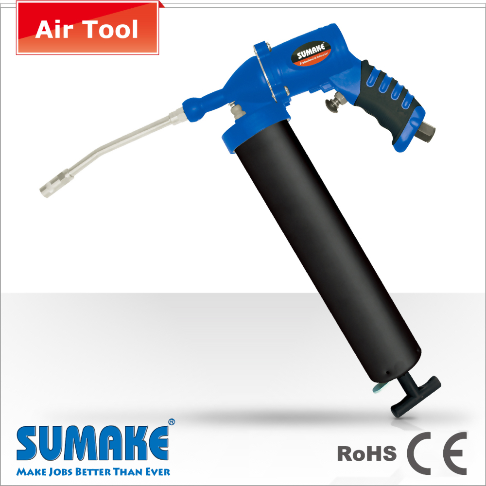 SINGLE- SHOOT AIR GREASE GUN ( 400cc ) MIT METALL BEND SPOUT - Verbundgehäuse