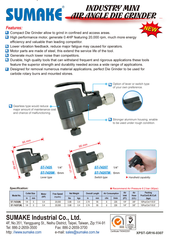 Mini air angle die grinder