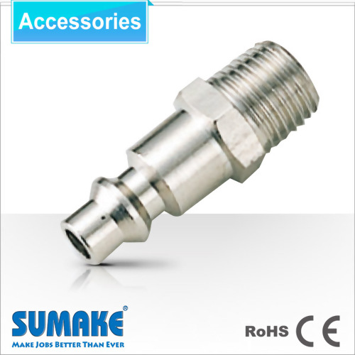 Plug-1/4" Male, Milton Type, Steel/Brass