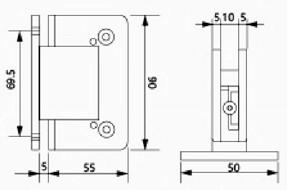 90 Degree Full Back Plate Glass to Wall Hydraulic Hinge