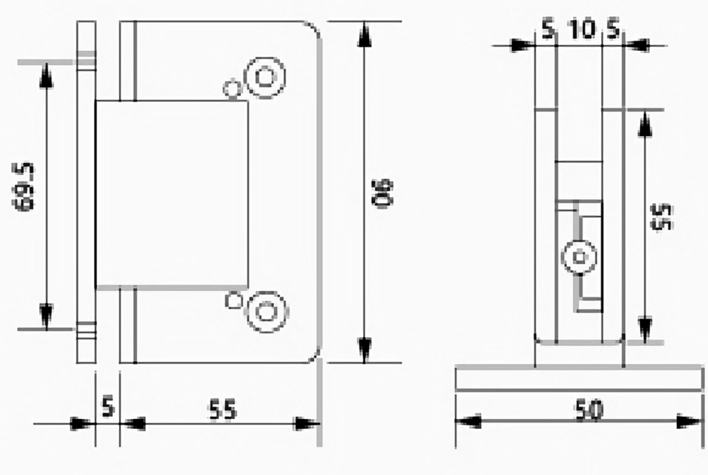90 Degree Offset Back Plate Glass to Wall Hydraulic Hinge
