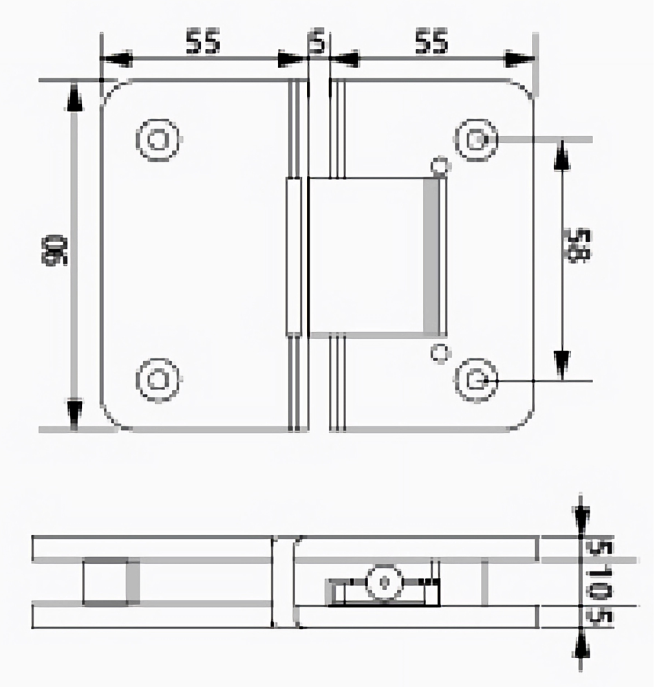 180 Degree Glass to Glass Hydraulic Hinge