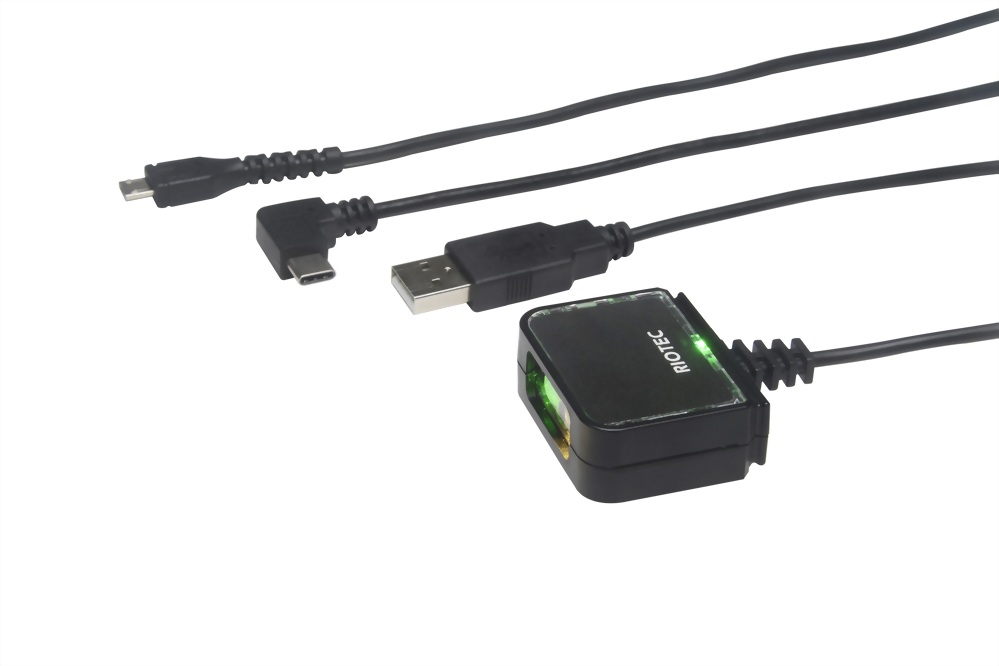 迷你固定式二維條碼閱讀器支持不同的線纜，包括 A 型、微型 USB、C 型線纜。
