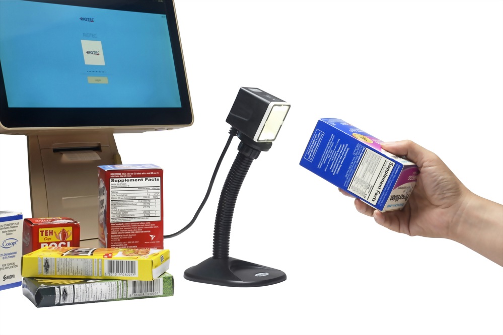 FS5620M (with stand) can work as Hand-free 2D barcode scanner for POS machine