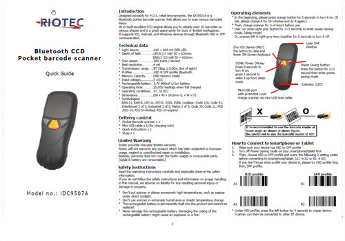 iDC9507A Pocket Barcode Scanner-1D ultra long range CCD