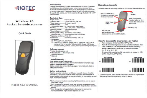 iDC9507L Pocket Barcode Scanner-2D