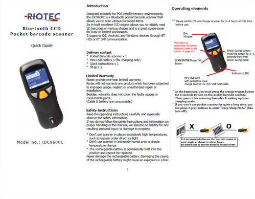 iDC9600C Pocket Barcode Scanner-1D