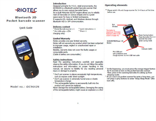 iDC9602N Pocket Barcode Scanner-2D