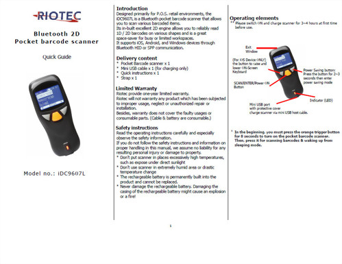iDC9607L Pocket Barcode Scanner-2D