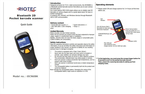 iDC9608KPocket Barcode Scanner-2D