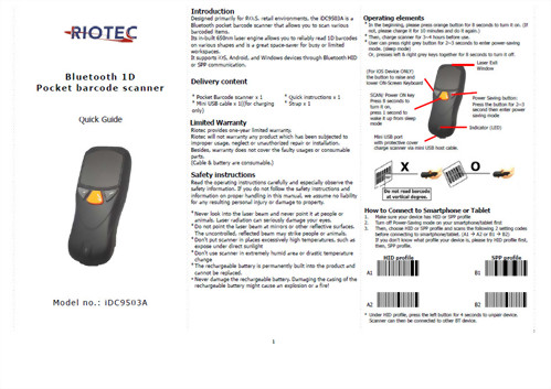 iDC9503A Pocket Barcode Scanner-1D