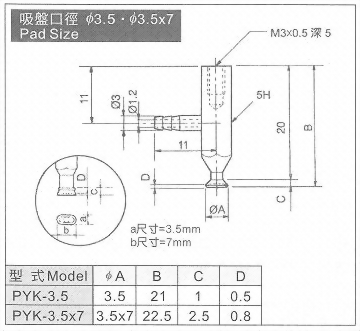 PYK-3.5,3.5x7真空系列-P系列(標準吸盤)