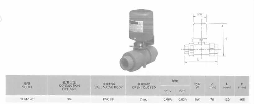 YBM-1-120電動馬達閥